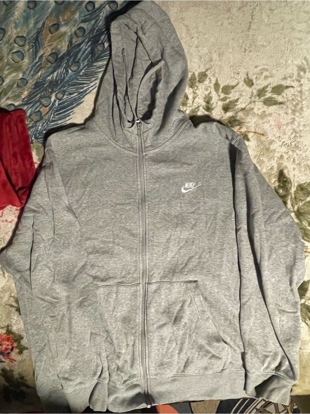 Nike Men's Light Gray Full-Zip Windbreaker Hoodie